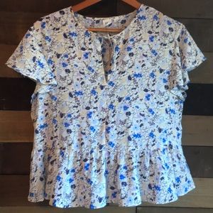 GAP flowery blouse with keyhole